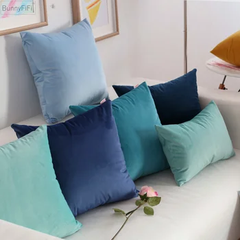 Чехлы на однотонную подушку из мягкого бархата темно-синего кофейно-фиолетового цвета, декоративная подушка для дивана-кровати, стула 45x45 см 60x60 см