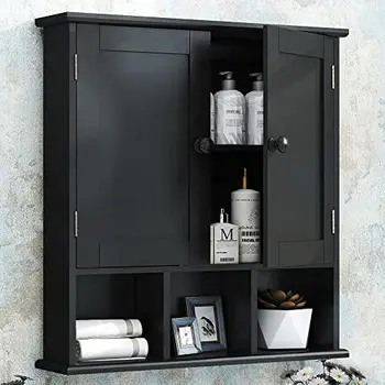 Шкаф,Шкаф для ванной Комнаты с 2-дверными Регулируемыми Полками, Шкаф Для хранения Вещей Над Туалетом,Белый Навесной Шкаф Для ванной Комнаты,Medicin