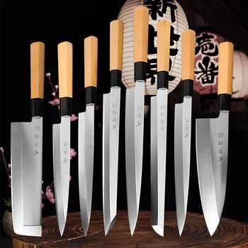 Японский нож для сашими из лосося, нож для суши из нержавеющей стали, нож шеф-повара, острый и прочный нож для нарезки рыбы, кухонный нож