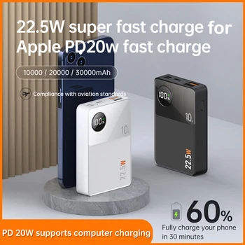 30000mAh Power Bank PD 20 Вт/22,5 Вт Быстрая Зарядка для Huawei P40 MacBook Pro Powerbank для iPhone 13 12 11 Samsung Xiaomi Повербанк
