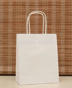 40 шт./лот, подарочный пакет из белой бумаги с ручками, Розничная сумка для переноски, Свадебная вечеринка CH-5012602