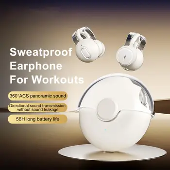 Беспроводные наушники с зажимами для ушей, совместимые с Bluetooth 5.3, Спортивные наушники с шумоподавлением, длительное время автономной работы, спортивные принадлежности