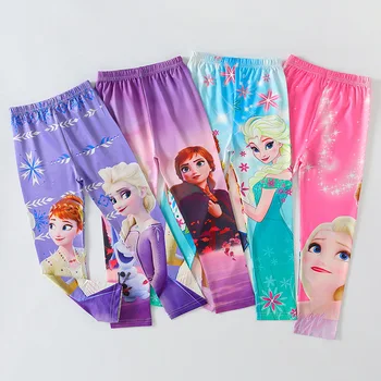 Леггинсы Frozen для девочек, Весенне-осенние Узкие брюки принцессы Эльзы и Анны, Детская одежда от 2 до 8 лет, 2022 Детские Обтягивающие брюки с героями Мультфильмов