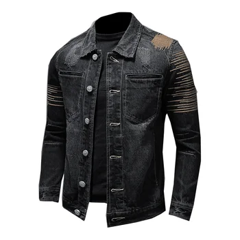 Размер 5XL Плюс Джинсовая куртка с вышивкой, мужская Демисезонная Винтажная Ковбойская куртка на мотоцикле, мужские куртки, Качественная джинсовая куртка для велоспорта