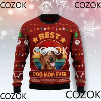 Рождественский свитер с собакой, толстовки с 3D принтом для мужчин и женщин, пуловеры, топы унисекс в стиле харадзюку