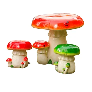 Скульптура гриба, Изготовленная на заказ, Садовое наружное украшение, Стол и стул из стекловолокна с мультяшными грибами, большие садовые украшения